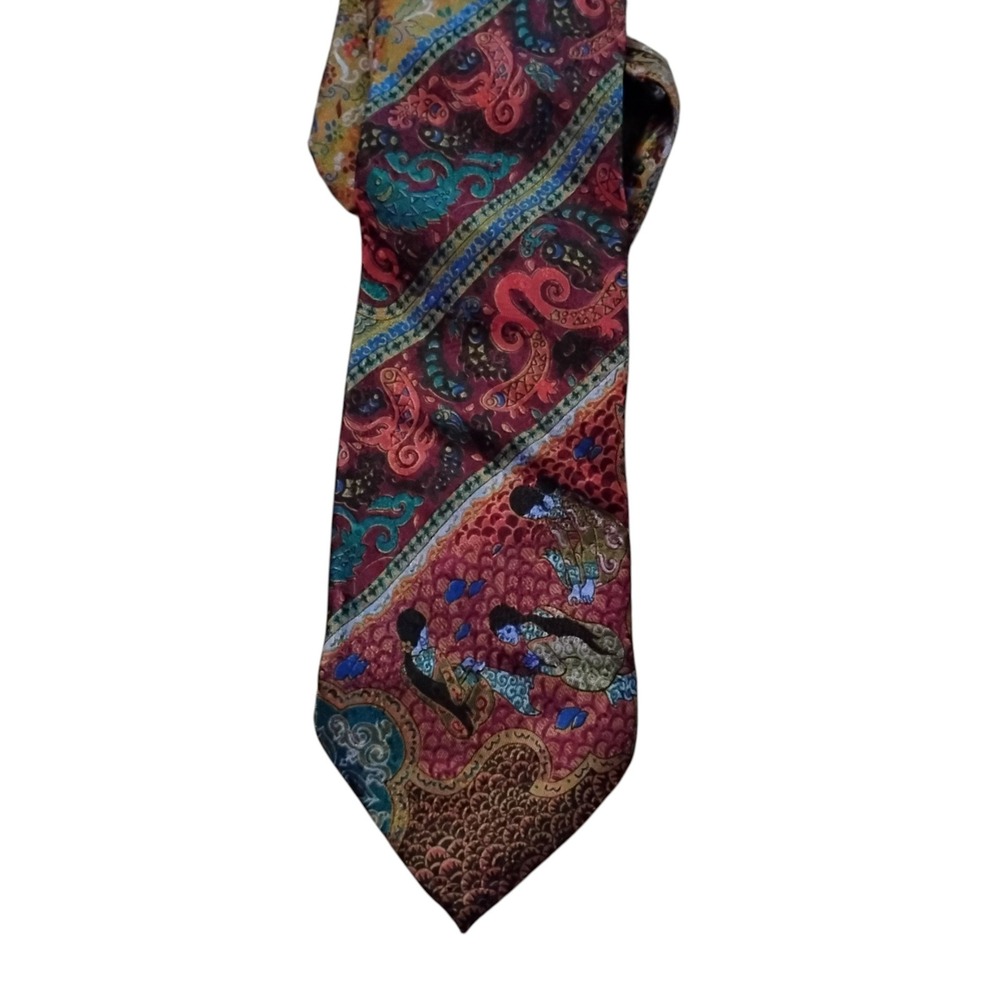 Black Smith Mens Silk Tie Hand Made in Italy Paisley Patchwork Multi Color